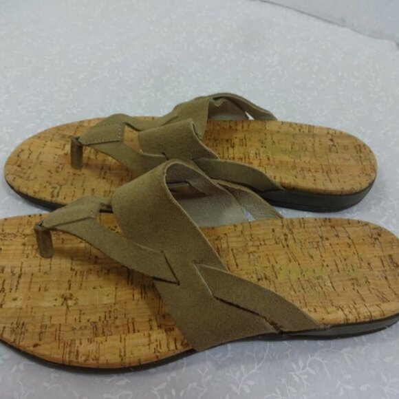 𝅺tara M Etta Womens Size 9 Brown Suede Slip On Flip Flop Thong Sandal - Picture 6 of 10